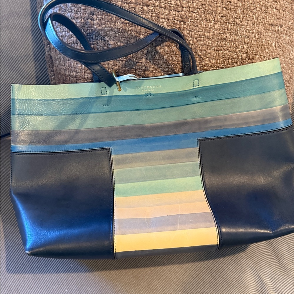 Tory Burch Multicolor Striped Leather Tote